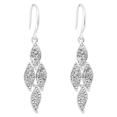 Silver crystal pave chandelier link earring